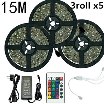 

LED Strips IR Iuces Led RGB 5050 SMD Waterproof Flexible Lamp Tape Ribbon Diode DC12V LED Lights Christmas decoration for 15M