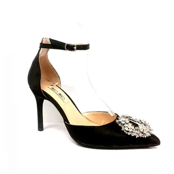 

Pointed toe sandals 2020 summer rhinestone high heels women's buckle strap stiletto heels and fairy skirt shoes women's shoes