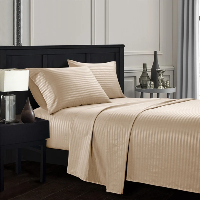 

Striped Embossed Brushed Solid Color Four-Piece Set Thick Modern Minimalist Hotel Bedding