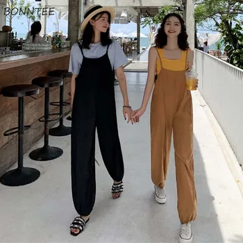 

Jumpsuits Women 2020 New Summer Retro Girls Loose Korean Style Harajuku Ulzzang Soft Elegant All-match Simple Womens Trousers