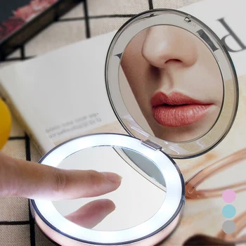 

LED Makeup Mirror with Light Bulb Touch Sensor Vanity light Portable 1X 3X Magnify USB Rechargeable Backlight Lamp on Mirror