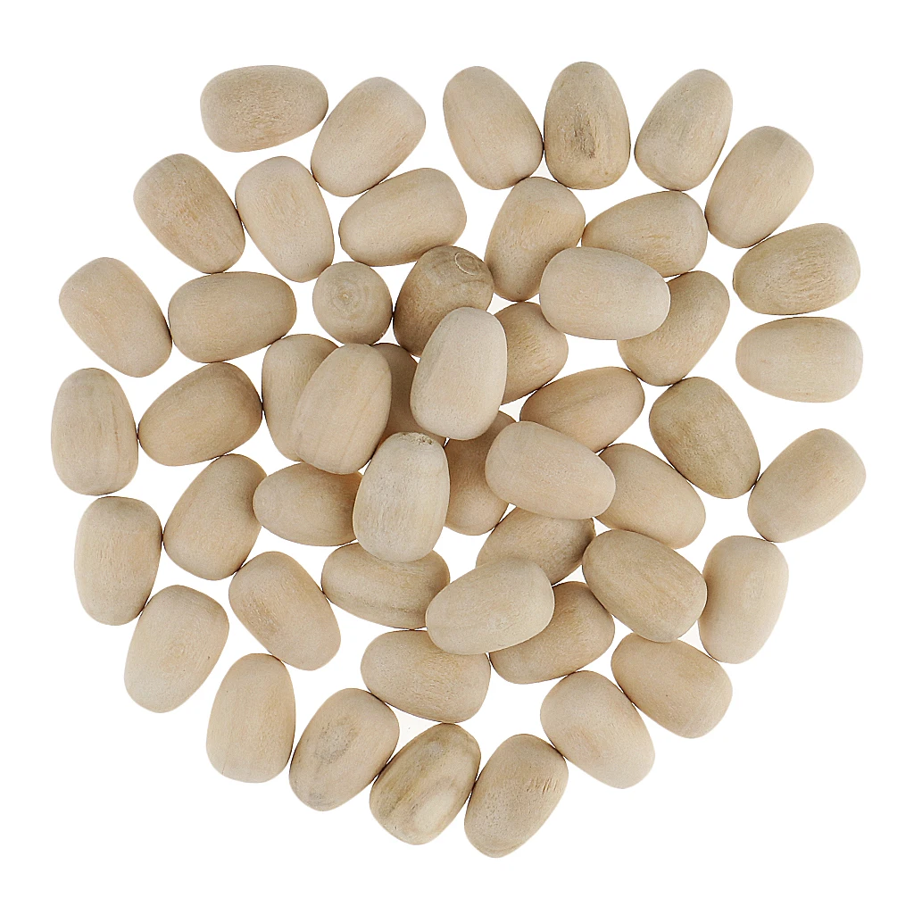 Unpainted Small Wooden Easter Eggs Craft Egg Embellishments 50 Pack Wood Table