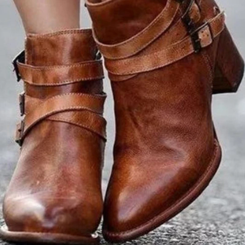 

SHUJIN Women Ankle Boots 2019 Autumn Female Casual Shoes Woman High Heels Fashion Platform Round Toe Lace Up Solid Female Boots