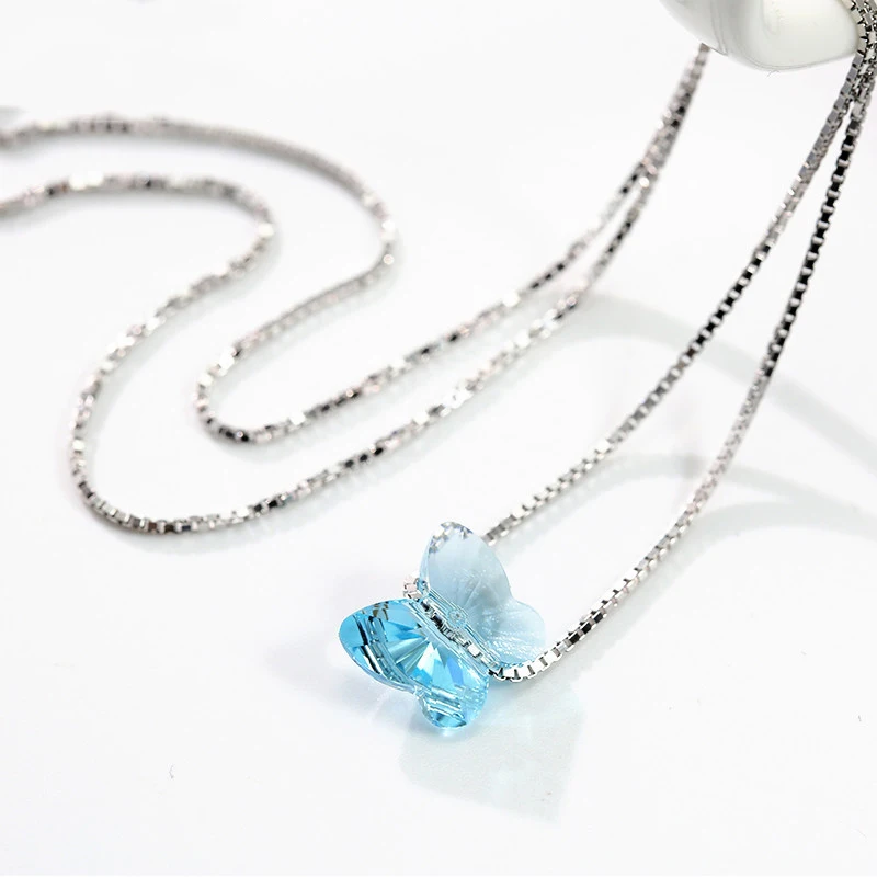 Оригинальные кристаллы от Swarovski бабочка из бисера ожерелье с подвеской простое Трендовое Ожерелье S925 серебро хорошее ювелирное изделие для женщин девушек