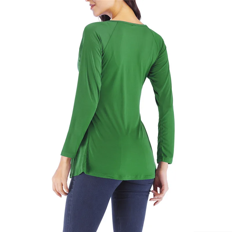 TMWEVN Женская Vneck футболка с длинными рукавами футболка