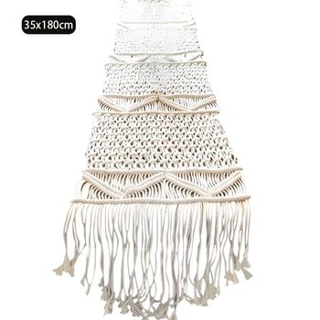

Kitchen Home Decor Christmas Table Runner Handmade Ornaments Holiday Woven Nordic Macrame Tassel Farmhouse Wedding Party Dining