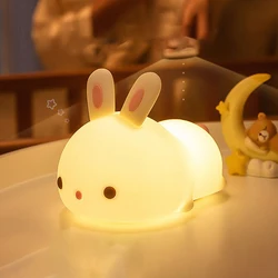 Lampe lapin en silicone avec télécommande pat light, veilleuse rechargeable 