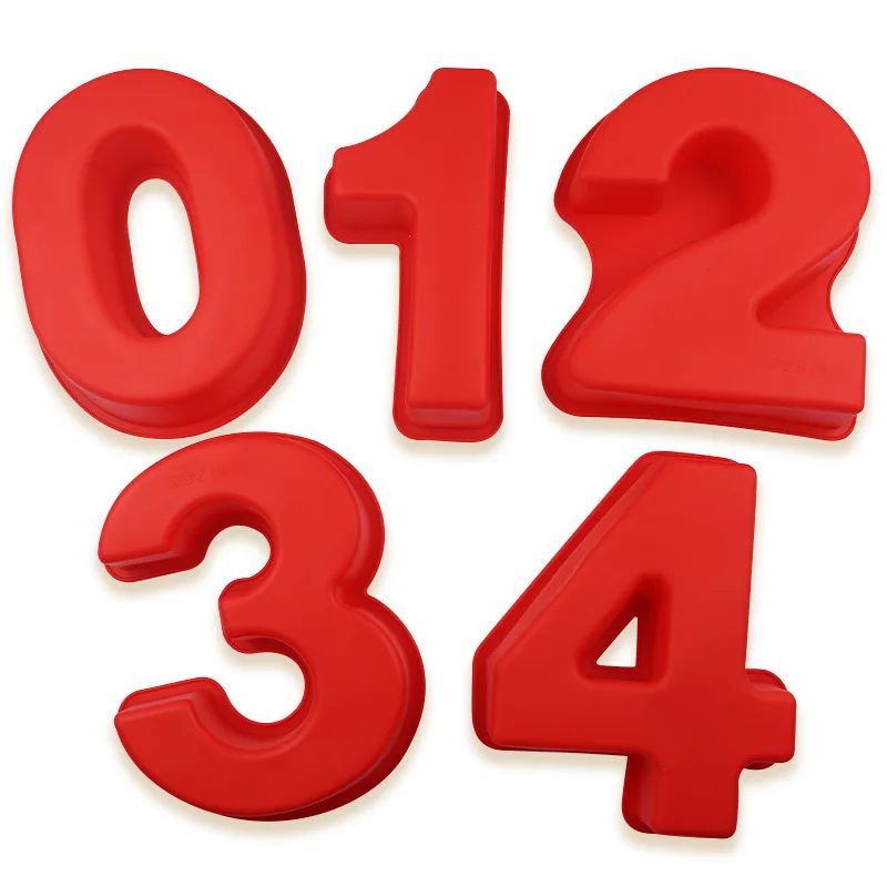 10 Inches Large Arabic Numeral Silicone Mold 0-9 Number Shape Baking Mold Wedding Birthday Anniversary Cake Decoration Tool