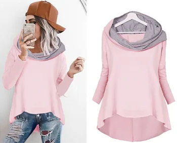 

Cross-Border for 2019 Autumn And Winter Hooded Front Short Long Back Irregular Top Jacket 0576 #