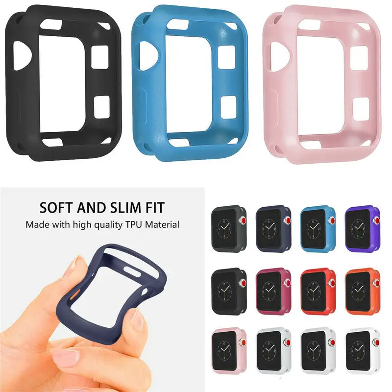 Силиконовый чехол для Apple Watch Series 5 4 3 2 1 с полной защитой рамка IWatch Band 42 мм 38 40 44