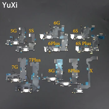 

USB Charging Jack Socket Flex Cable For iPhone 5G 5S 6 6S 6SPlus 7 8 Plus X USB Charger Port Dock Connector With Mic Flex Cable
