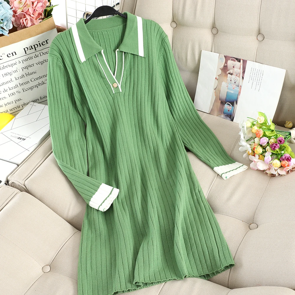 green sweater dress outfit