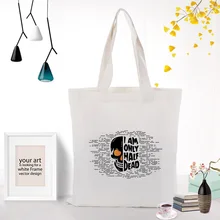 Брезентовая Сумка На Хэллоуин, детский подарок, конфетная сумка, текст, сделай сам, на заказ, напечатанная сумка для покупок с логотипом, эко многоразовая сумка, переработанная