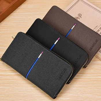 

Men wallets with coin pocket long zipper coin purse for men clutch business Male Wallet Double zipper Vintage Large Wallet Purse