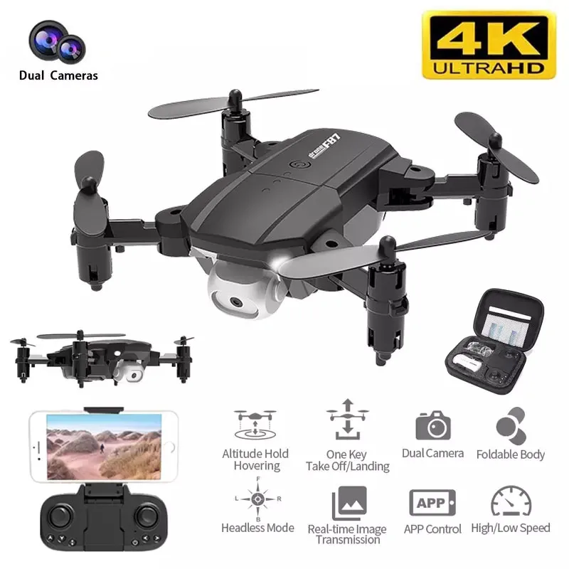 US $26.30 2021 RC F87 Drone 4K 720P HD Dual Camera WiFi Fpv OneKey Automatic Return Hold Foldable Quadcopter RC Drone Toy GIft