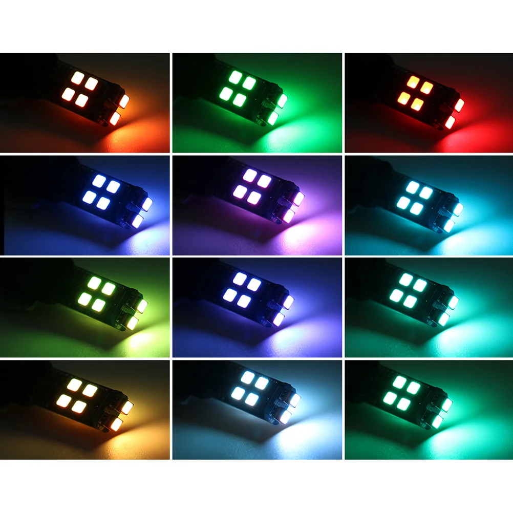 1 пара, автомобильный светильник RGB, прочный, T10, супер яркий, 3535, 10 SMD, с контроллером, резервные лампы, номерной знак для мотоцикла, автомобиля