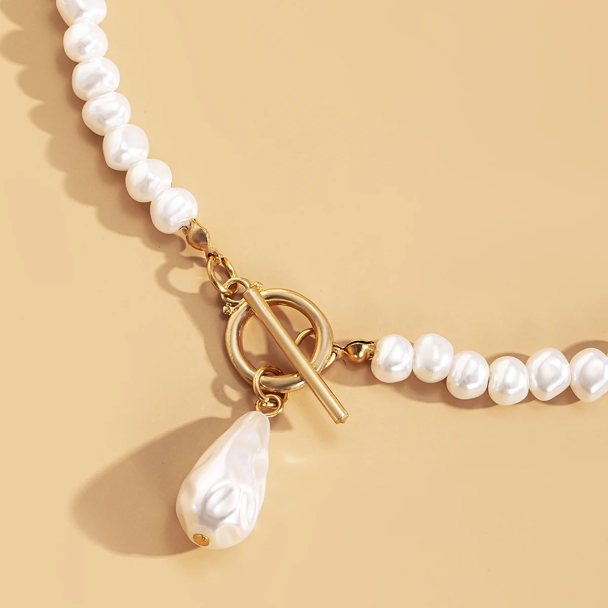 Lacteo Bohemian Teardrop-Shaped Imitation Pearls Pendant Necklace For Women Hip Hop Pearl Chain Choker Necklace Jewelry Gifts