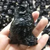 Cute Natural Stone Black Obsidian Handmade Carved Egyptian owl God Animal Powerful Statue For Home Decoration Gift 1