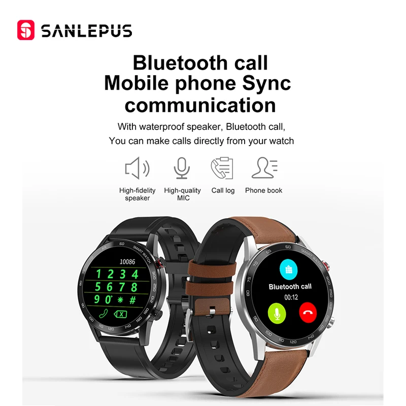 Смарт часы SANLEPUS 2020 Bluetooth звонки умные для мужчин и женщин водонепроницаемый