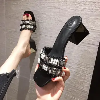 

Comfort Shoes For Women Sandals Elastic Band Med Shallow Mouth Strappy Heels Suit Female Beige Comfort Block Slip-on Closed