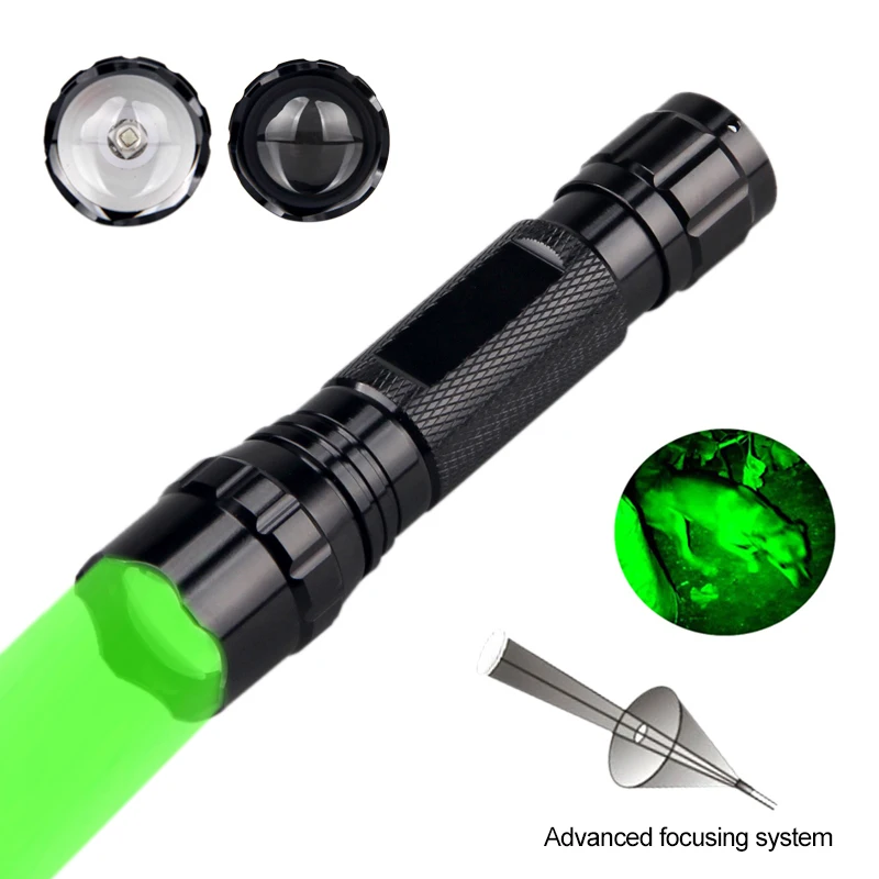 Description Picture 3 of itemTactical Green LED Hunting Flashlight Zoomable Adjustable Focus Torch +Scope Gun Mount+Switch+18650 Battery+USB Charger