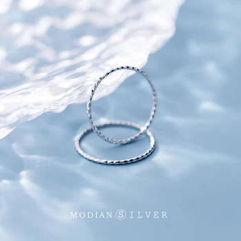 

Modian Authentic 925 Sterling Silver Round Circle Slim Finger Ring for Women Simple Geometric Rings Fashion Fine Jewelry Bijoux