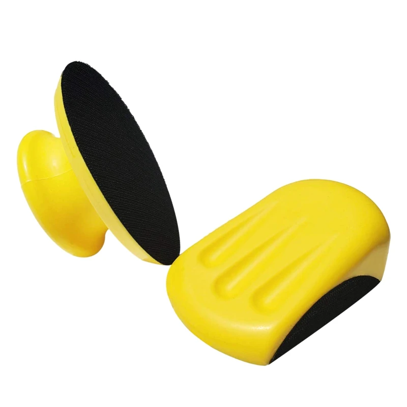 

2 Pack 5 Inch Hand Sanding Blocks Round and Mouse-Shaped for 5 Inch Hook and Loop Discs perfect for Wood Furniture Restoration H