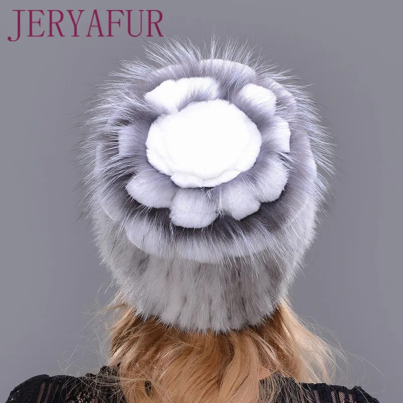 JINBAOSEN Neue stil pelz hut schwarz grohandel nerz fuchs pelz hut Зимняя Теплая Лыжная шапка