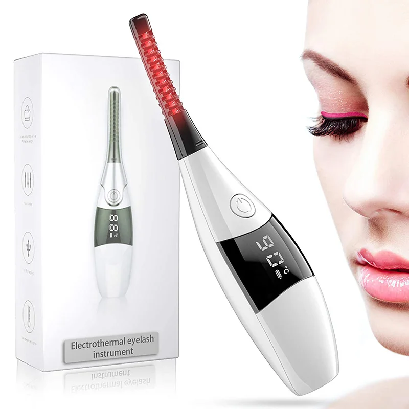 Modelador para as Mulheres Pente com Display Engrenagens de Temperatura Aquecida Cílios Profissional Elétrica Curler Lcd 4 Recarregável 8s