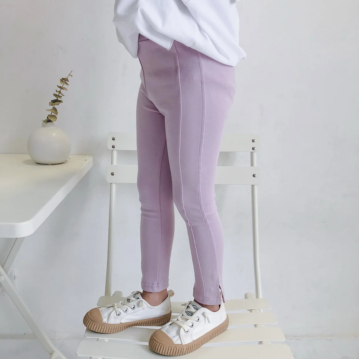 2019ins Autumn And Winter Versitile Fashion kai jiao Fork Design Girls Candy-Colored Run Leggings