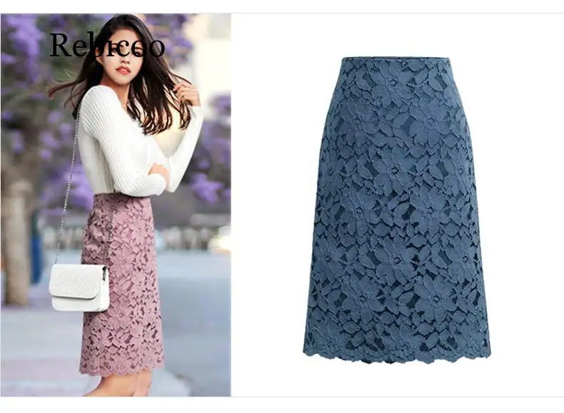 Модная кружевная Женская юбка большого размера, эластичная талия, а-силуэт, тонкие женские юбки размера плюс, юбки