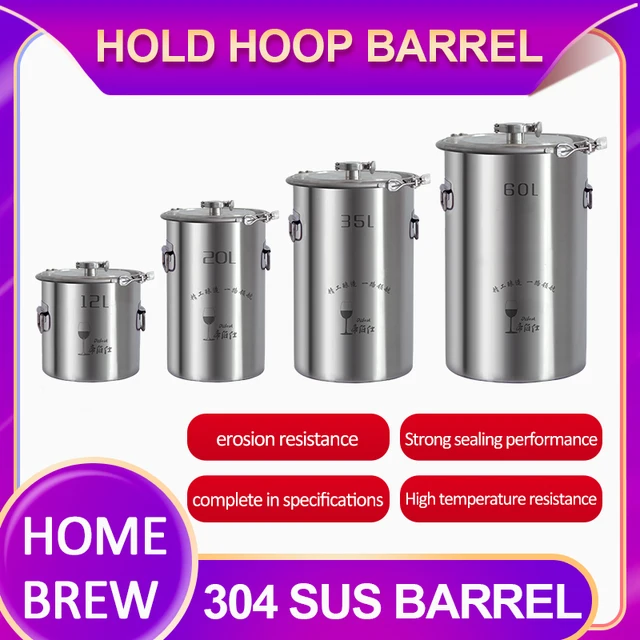 12L 316 Rozsdamentes Acél Háztartási Kis Erjesztő, Bortároló Tartály, Lezárt Bor Desztilláció És Erjesztési Edény - Image 3