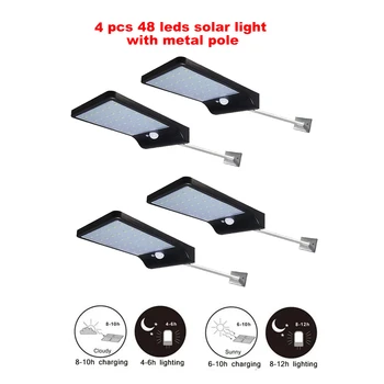 

2/4pcs 48 LED Chip Solar Light PIR Motion Sensor Wireless Solar Lamp Outdoor Waterproof Garden Wall Yard Deck Security LED Light