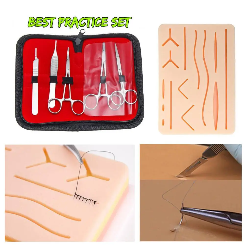 

25pcs Surgical Suture Training Kit Skin Operate Suture Practice Model Training Pad Needle Scissors Tool Kit Medical Teaching