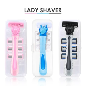 

6 Layers Manual Body Hair Shaver for Women Lady Shaver Razor Blades Manual Hair Remover for Women Beauty Venus 1 Handle 4 Blades