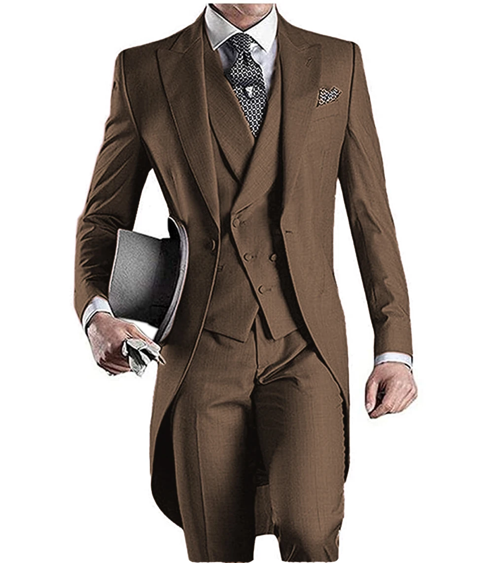 Men's Suits Black 3 Pieces Regular Fit Notch Lapel Prom Burgundy Whiite Tuxedos For Wedding Groom (Blazer+Vest+Pants)