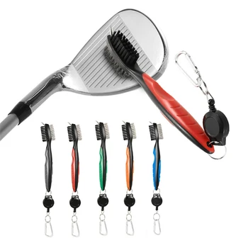 

Golf Club Cleaning Brush Double-Side With Keychain for Golf Club with Retractable Zip-line Tool New Arrive