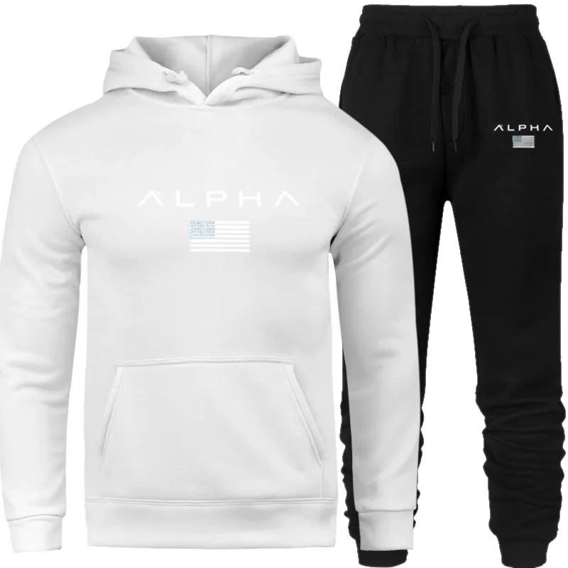 SET-11-ALP-D Бренд, мужские комплекты, толстовка с капюшоном и штаны, спортивный костюм, мужской комплект, спортивные толстовки с капюшоном, спортивный костюм с принтом Alp, худи, костюм - Цвет: SET-11-ALP-D