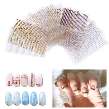

Wave Lines Self-adhesive Stickers for Nails Ultrathin Laser Nail Art Transfer Accessories Decoration French Polishing Design