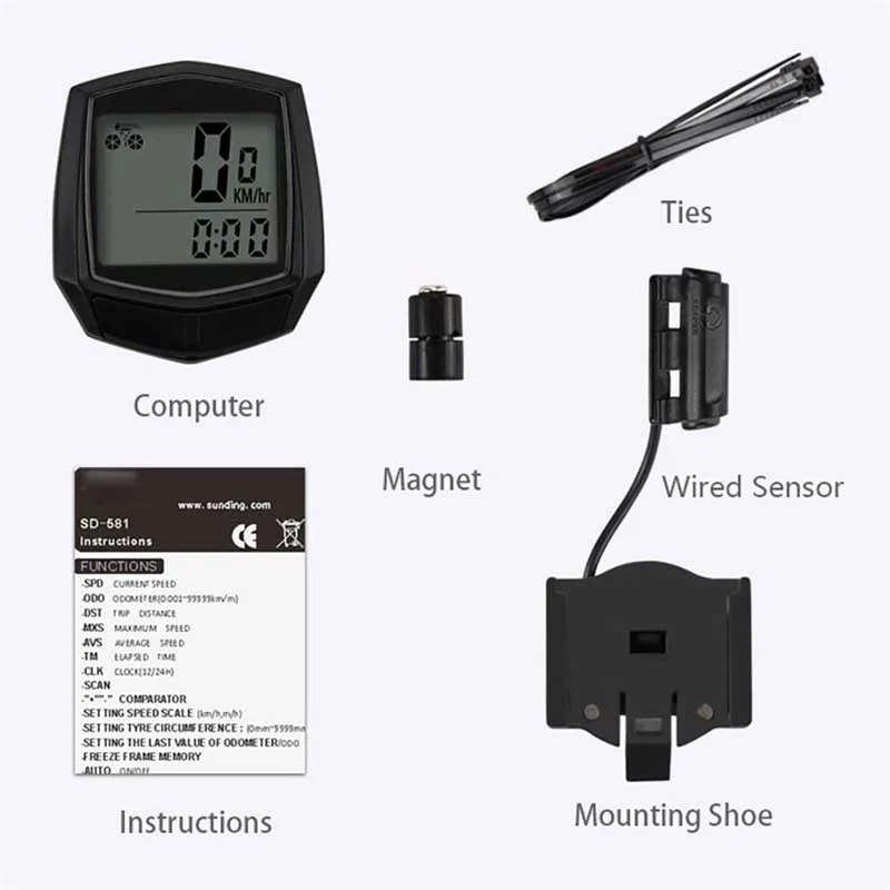 Velocímetro Digital con cable para bicicleta, odómetro resistente al agua, contador de velocidad, tabla de códigos, accesorios para bicicleta, 1 unidad