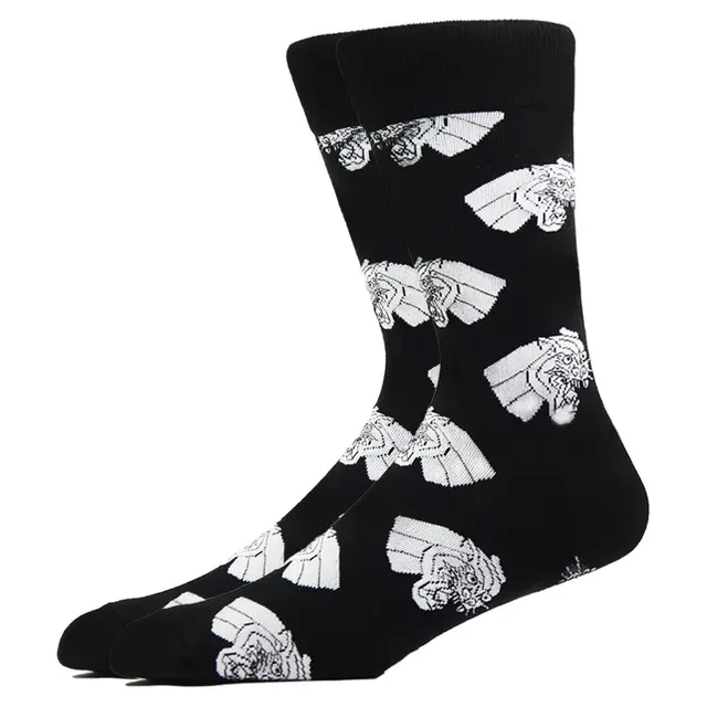 Fashion Men Happy Socks Combed Cotton Cartoon Animals Dog Cat Large Size Casual Women Cute Funny Harajuku Socks Colorful HK11017-4