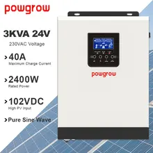 Inversor Solar híbrido MPPT de 3000VA y 2400W, onda sinusoidal pura, CC 24V, CA 220VAC, controlador Solar integrado de 40A y cargador de CA