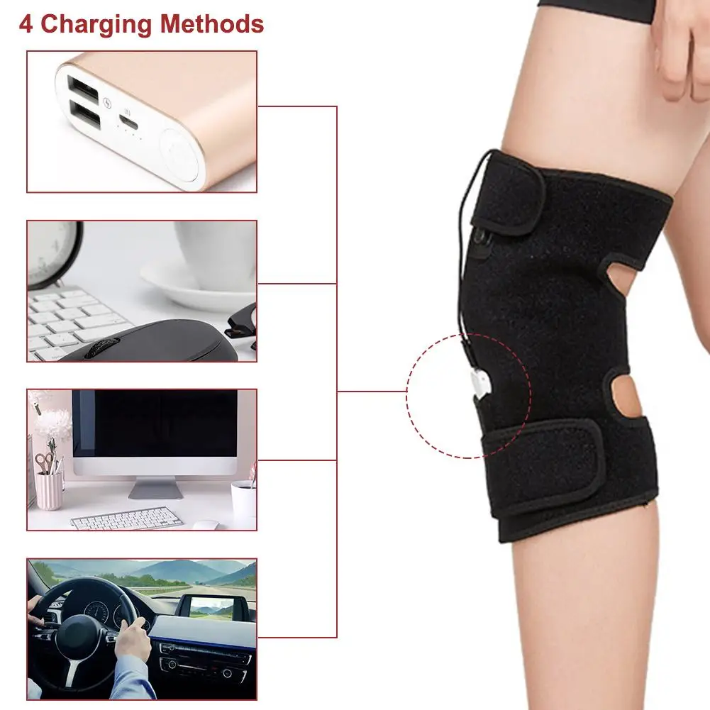 1Pc USB Charging Massage Heat Knee Pad Electric Warm Knee Joint Support Heating Pads Pain Relief Pad For Thighs Arms Knee Joints