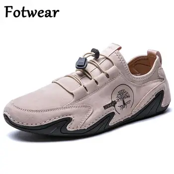 

Fotwear Men Sneakers Genuine Leather Men's Lace Up Flats Casual Shoes Plus Size Outdoor Driving Shoes Designer Zapatillas Hombre