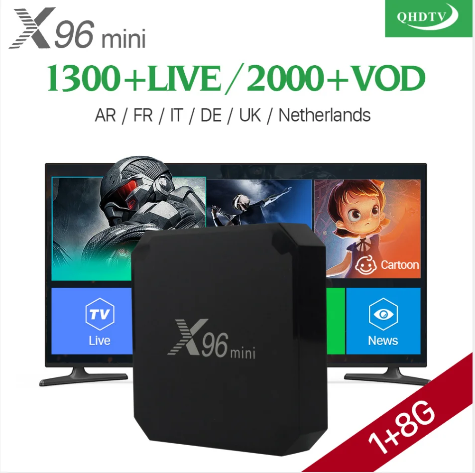 Франция IP tv X96 Мини ТВ приставка Android 7,1 QHD ТВ подписка 1800 каналов ip-телевидение арабское, Европа французский X96 мини смарт-приставка IP tv - Цвет: 1G 8G one year QHDTV
