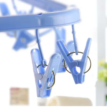 

Foldable Socks Hanger Clip and Drip Hanger Collapsible Portable Plastic Laundry Underwear Hanger with 26 Clothespins SN