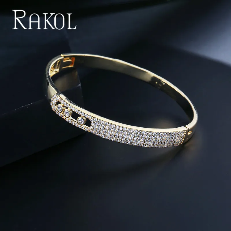 RAKOL Роскошные кубического циркония кристалл микро проложить Шарм Браслеты для