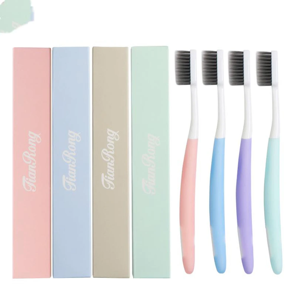 

1 portable travel toothbrush with eco-friendly handle, bamboo charcoal toothbrush and tongue cleaner for children and adults