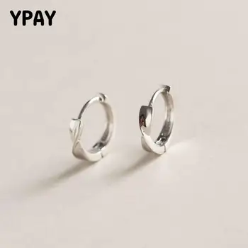

YPAY Genuine 925 Sterling Silver Mobius Irregular Geometric Twist Wave Hoop Earrings for Women Fine Party Jewelry Gifts YME473
