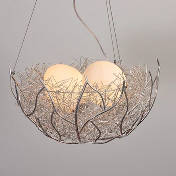 

modern dining room chandelier aluminum wire bird's nest living room study lamp warm lovely bedroom children's room lamp
